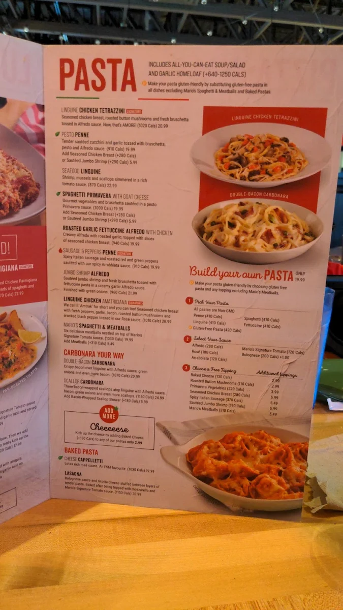Menu, East Side Mario's