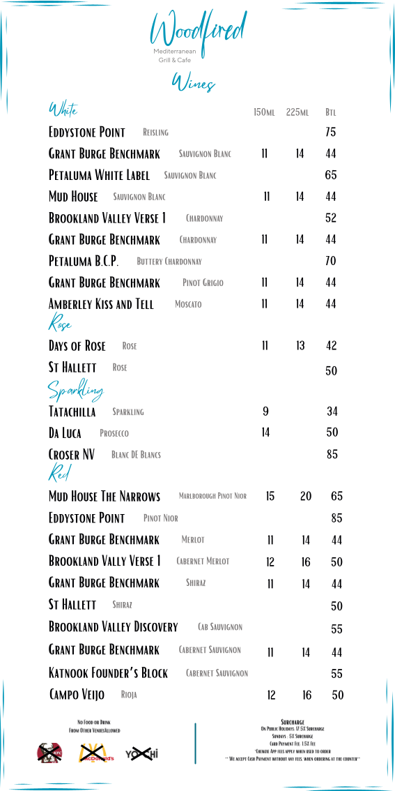 Menu, Woodfired Mediterranean Grill & Cafe