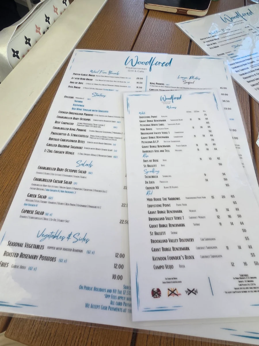 Menu, Woodfired Mediterranean Grill & Cafe