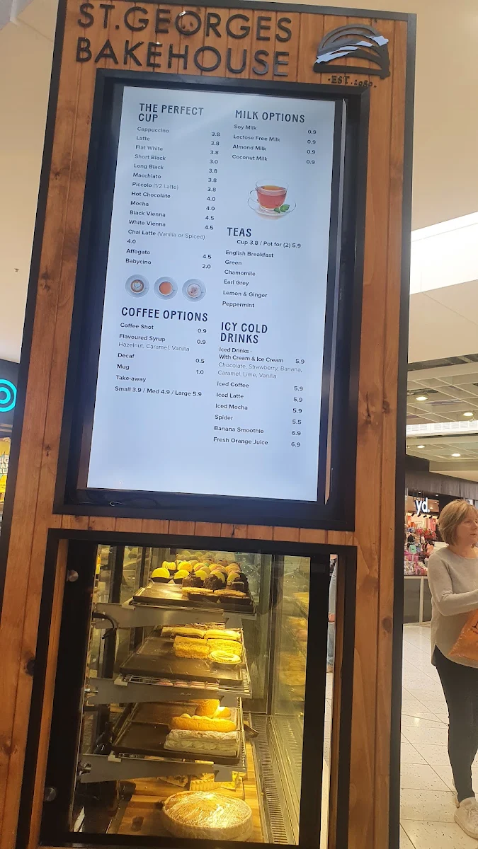 Menu, St. George Bakehouse Café Pizzeria