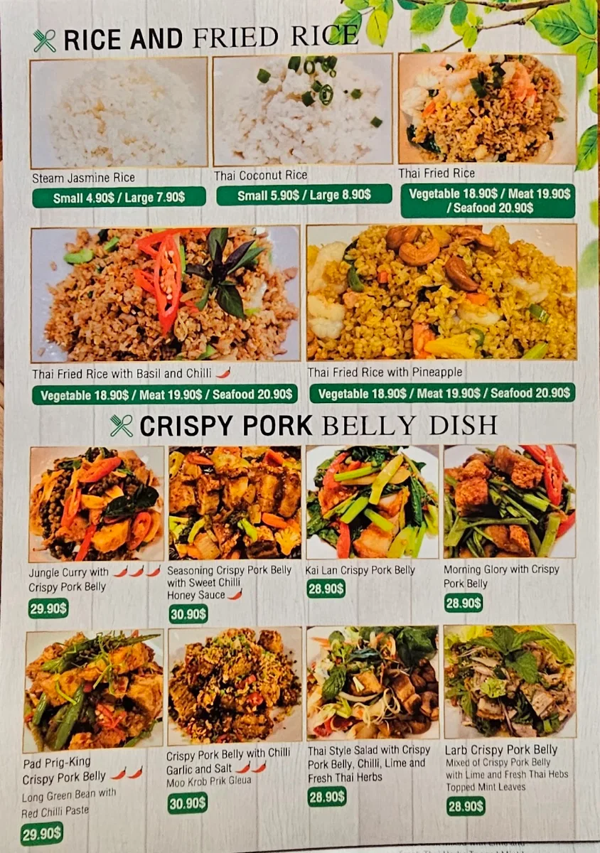 Menu, Thai Lemongrass