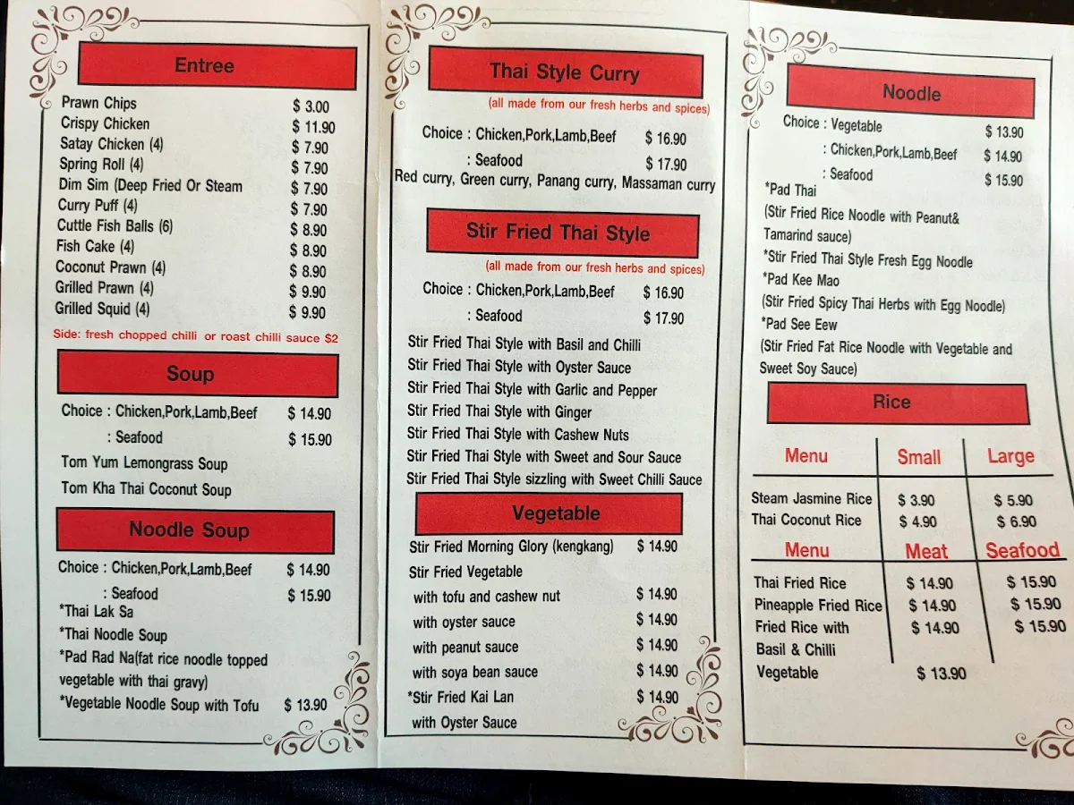 Menu, Thai Lemongrass
