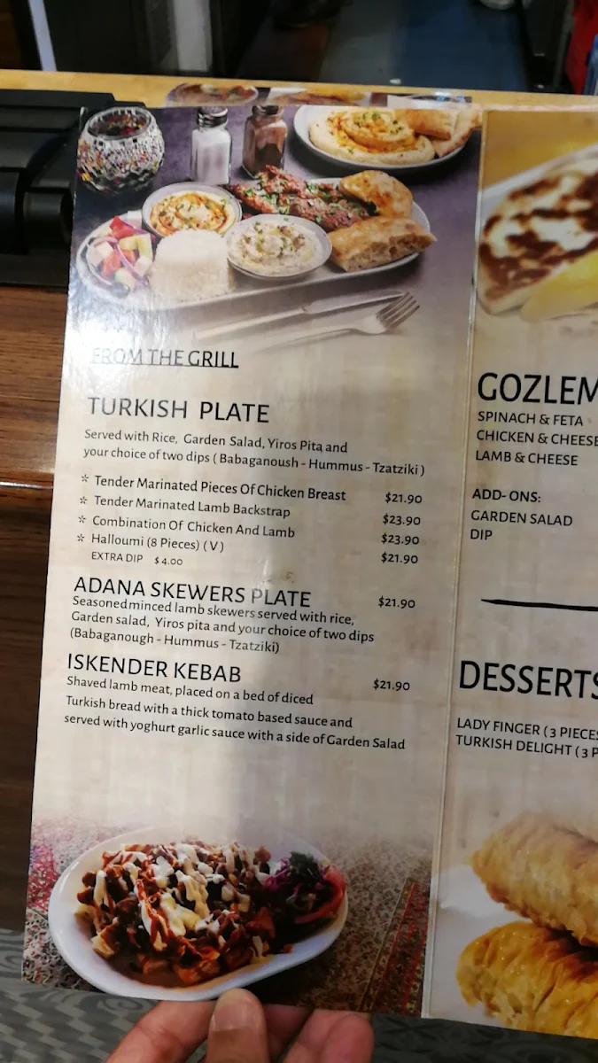 Menu, The Delightful Turk