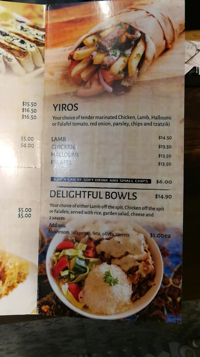 Menu, The Delightful Turk