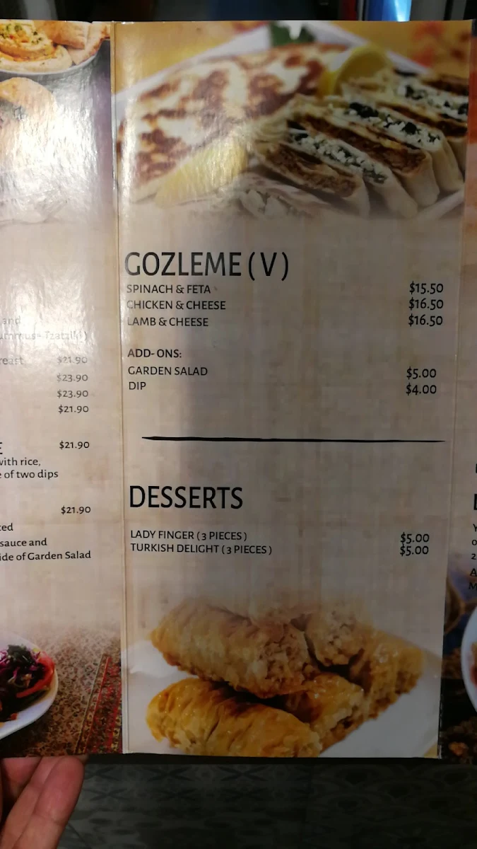 Menu, The Delightful Turk