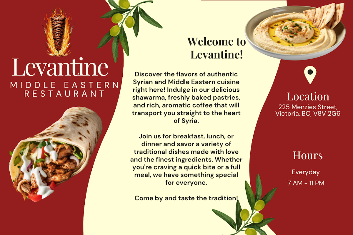 Menu, Levantine Middle Eastern Restaurant