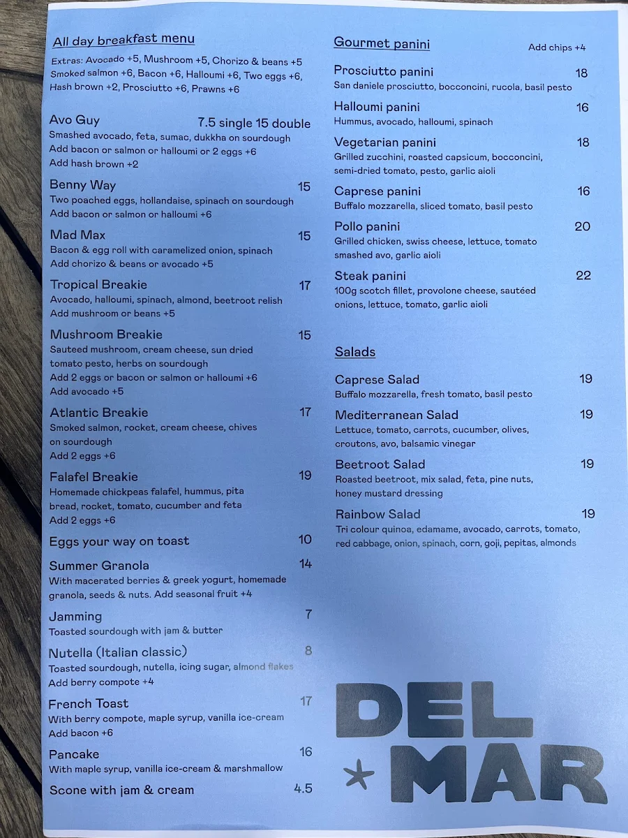 Menu, Early Bird - Magnetic Island