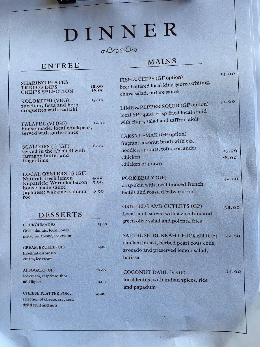 Menu, The Location Cafe
