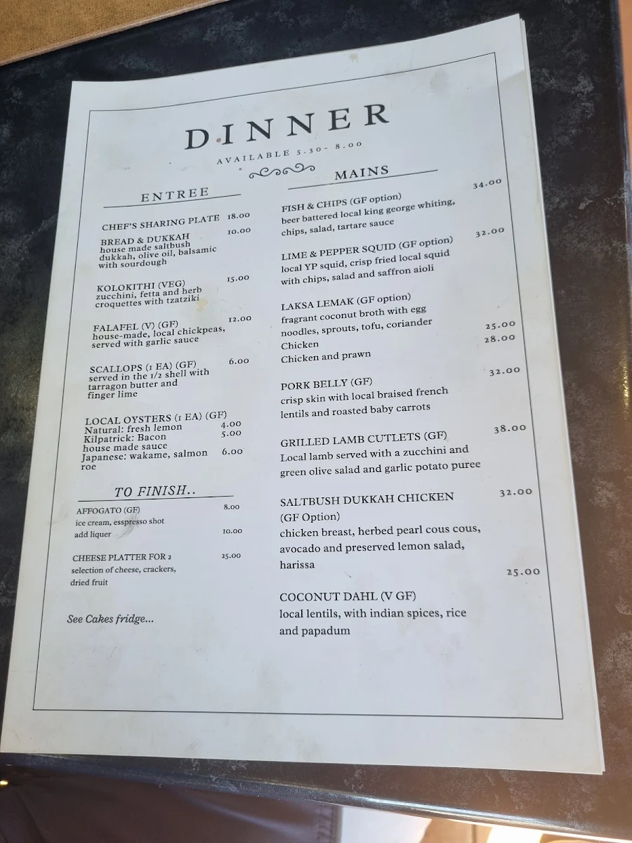Menu, The Location Cafe
