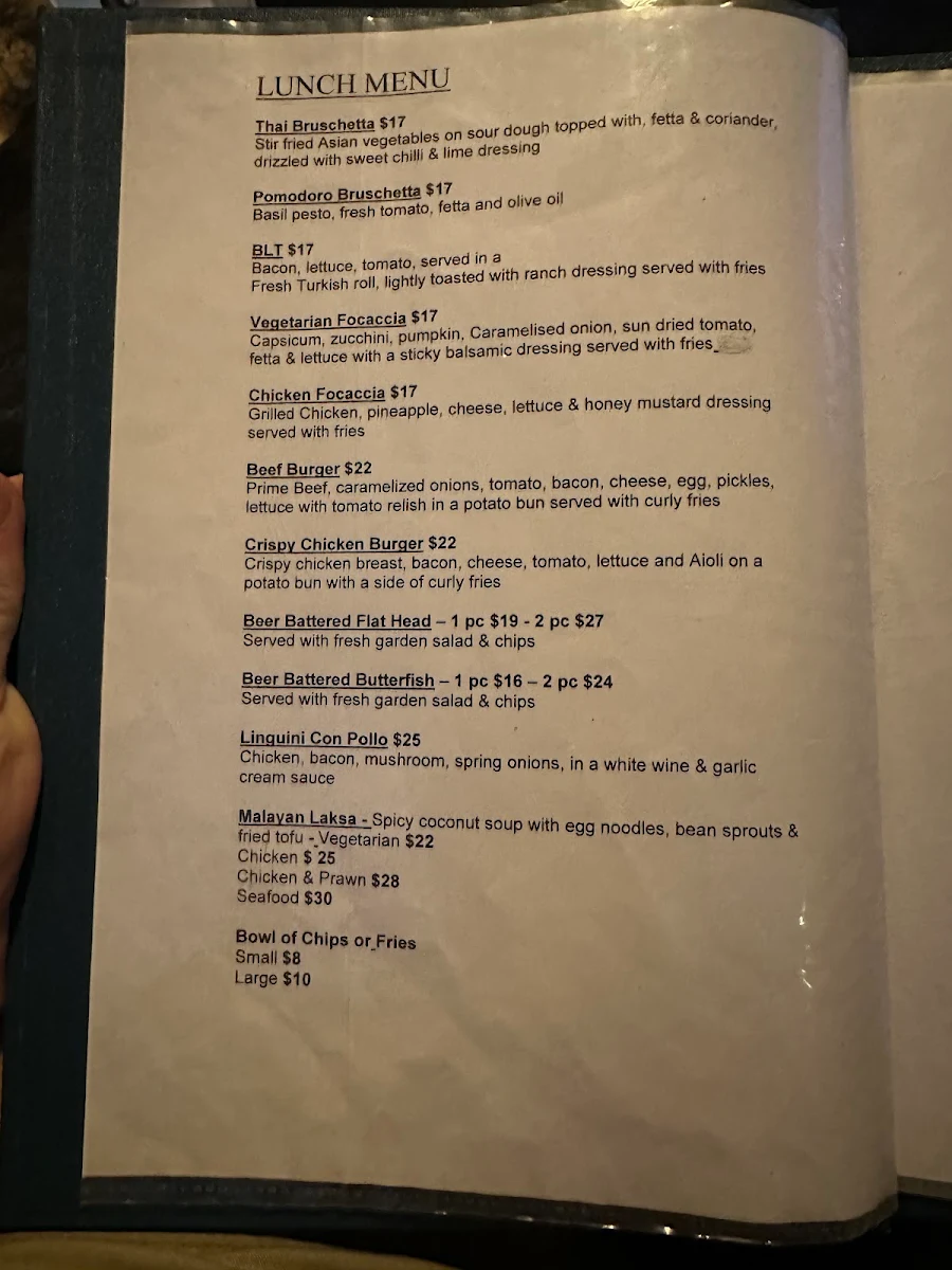 Menu, The Location Cafe