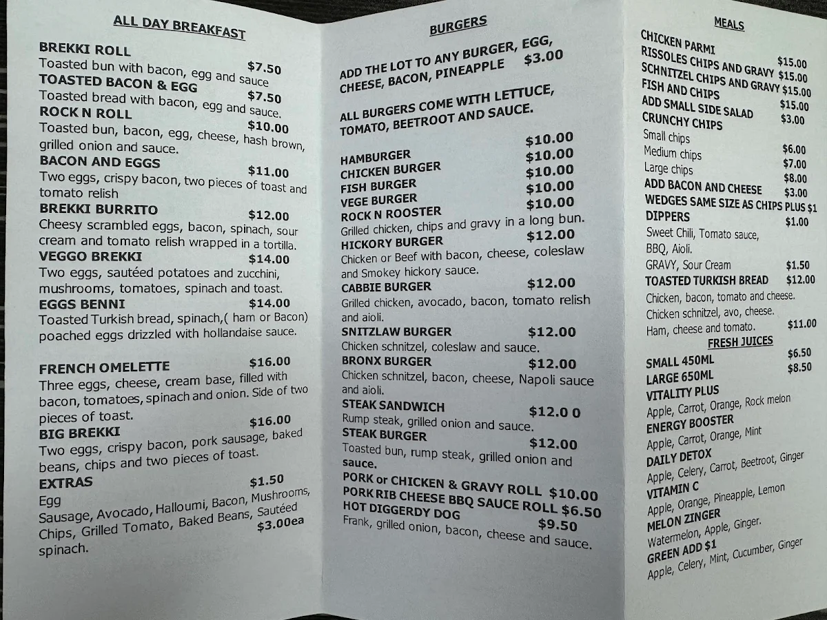 Menu, Cafe on Kortum
