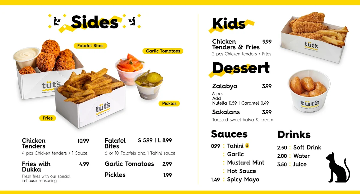 Menu, Tut's Egyptian Street Food