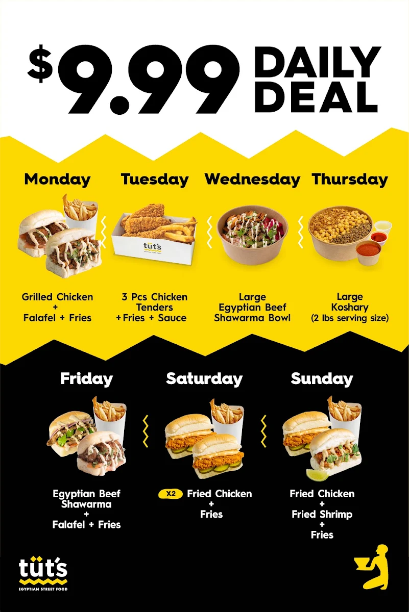 Menu, Tut's Egyptian Street Food