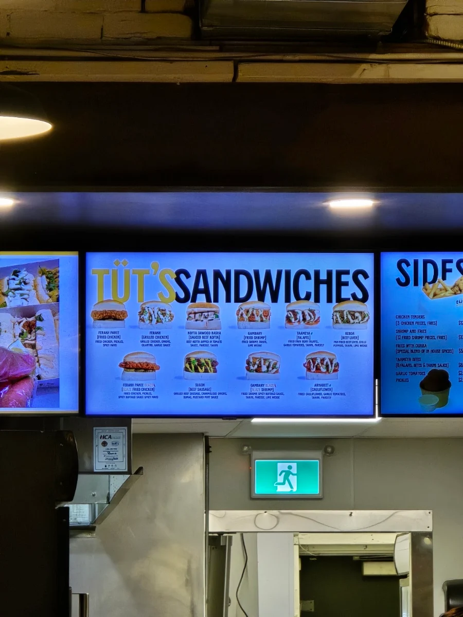Menu, Tut's Egyptian Street Food