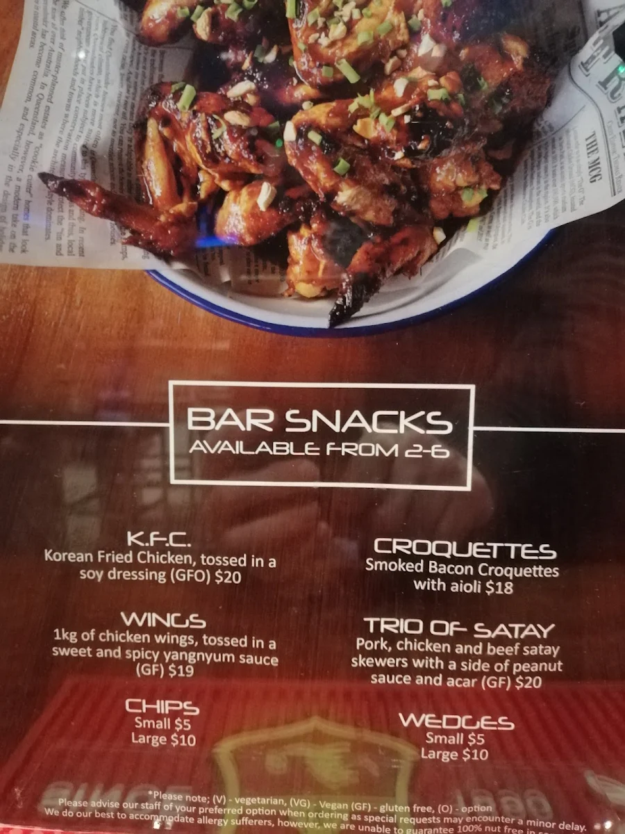 Menu, The Kewdale Tavern