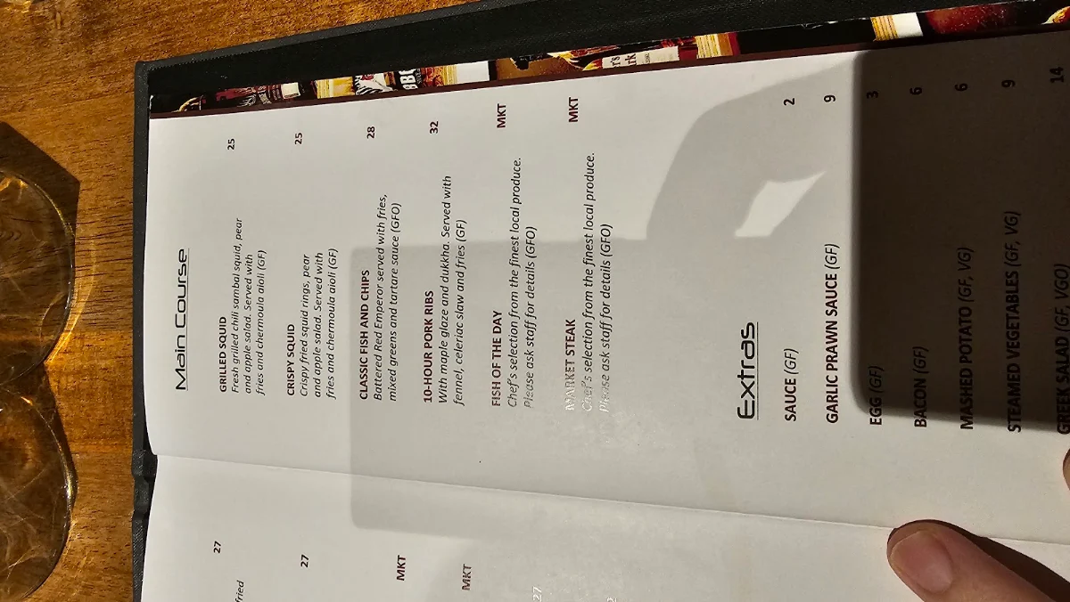 Menu, The Kewdale Tavern