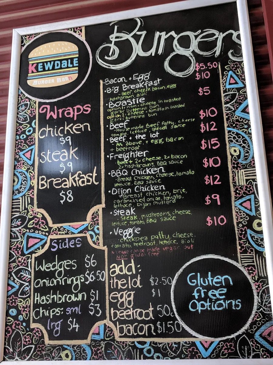 Menu, The Kewdale Tavern