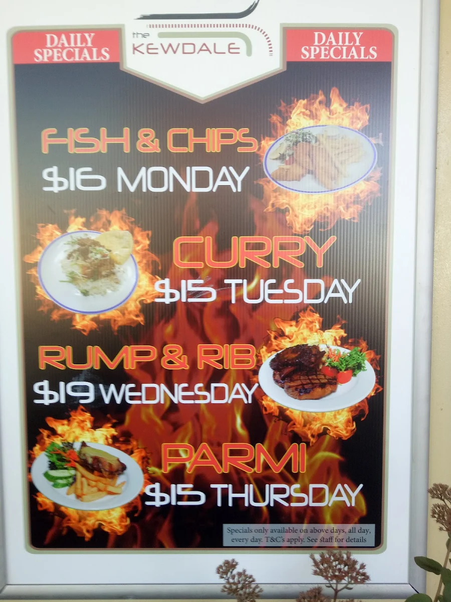Menu, The Kewdale Tavern