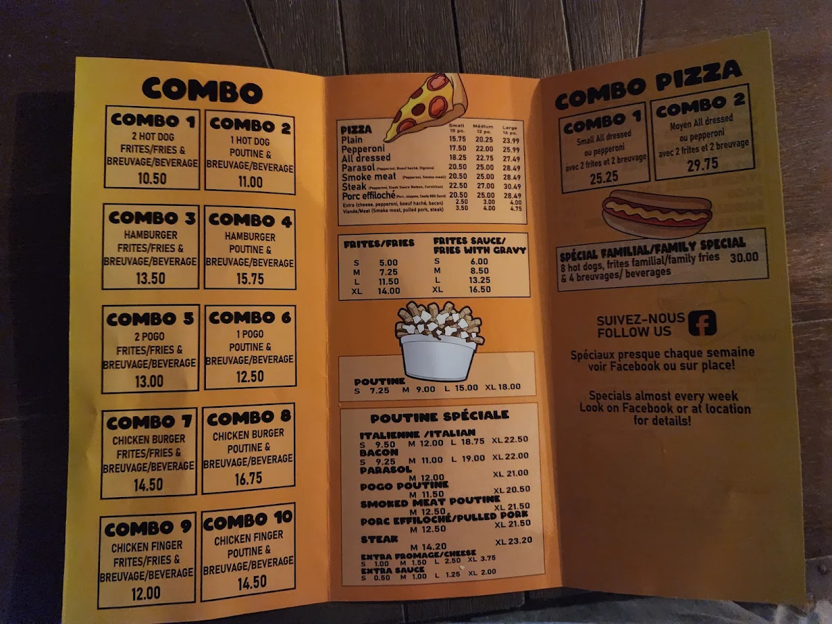 Menu, Bob's Food Stand