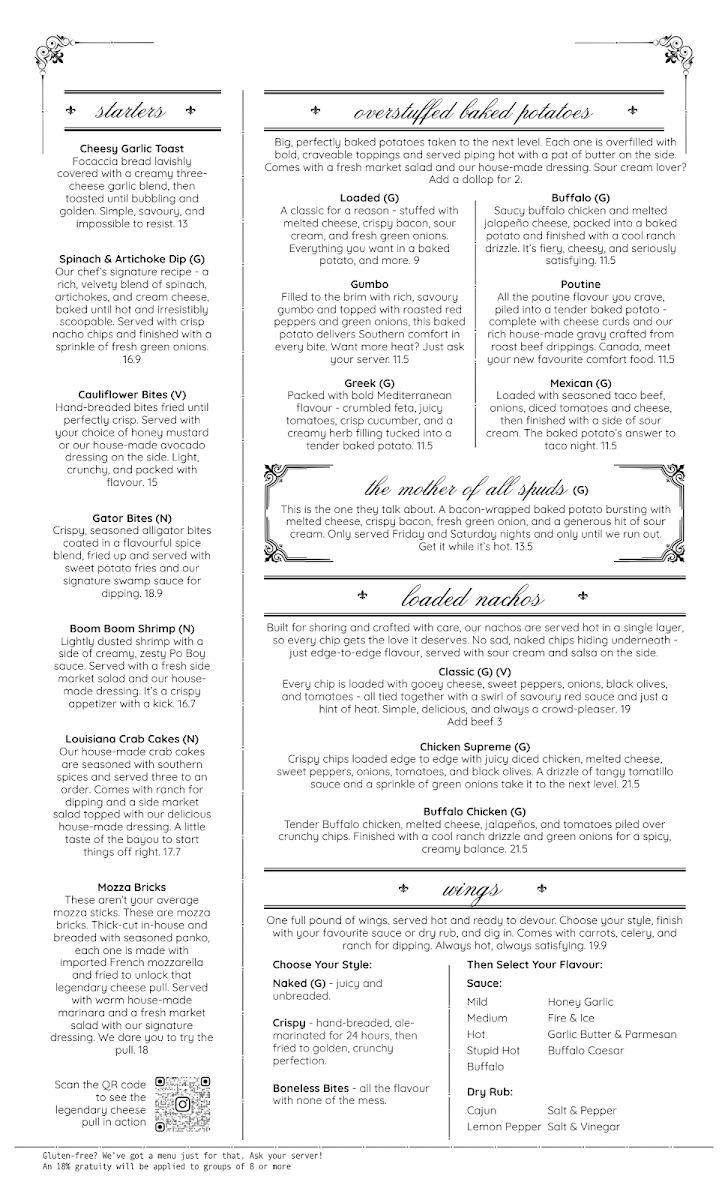Menu, Good Times Neighbourhood Bar & Restaurant