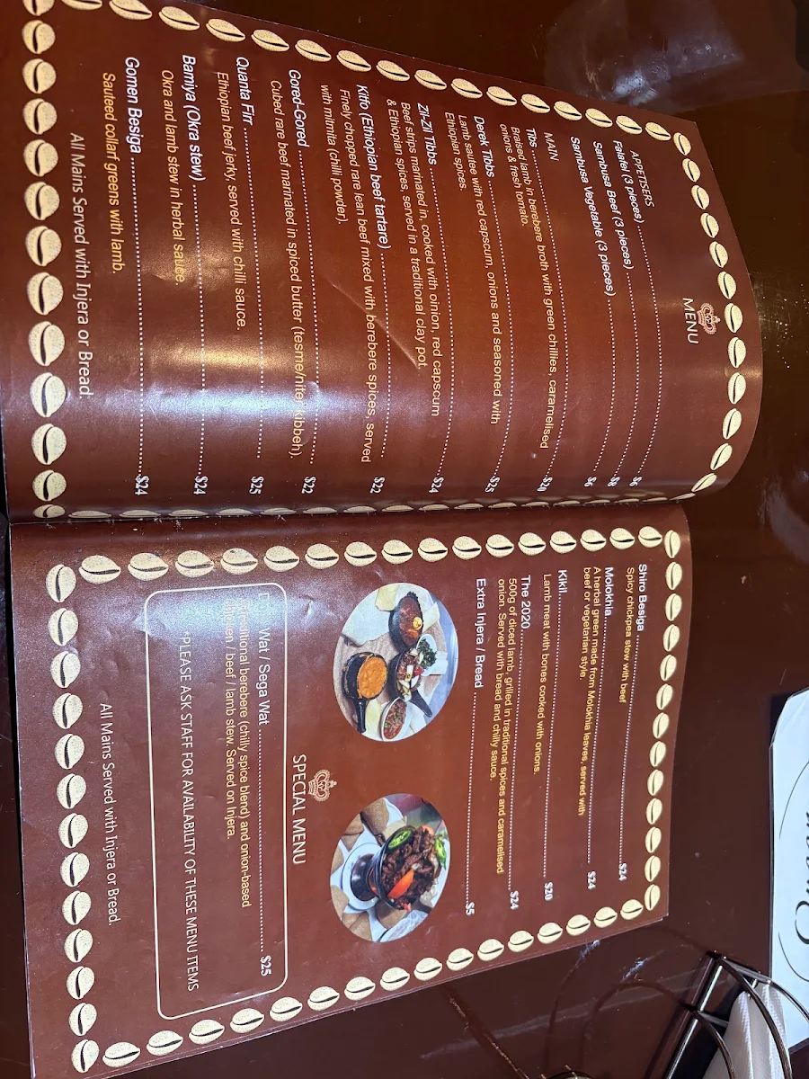 Menu, Queen of Sheba