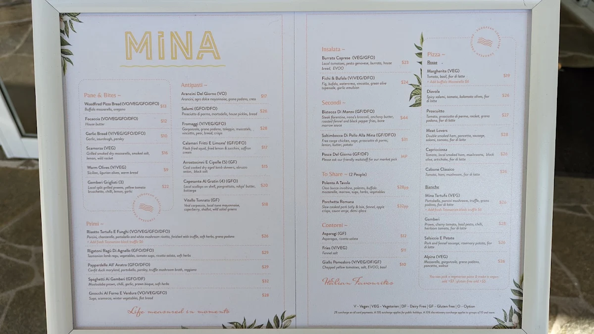 Menu, Stella