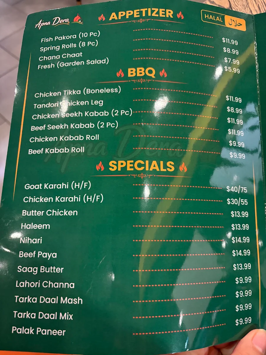 Menu, Apna Dera