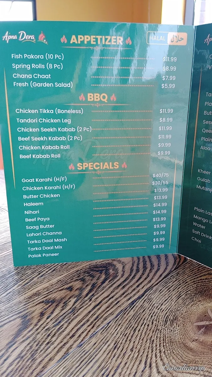 Menu, Apna Dera