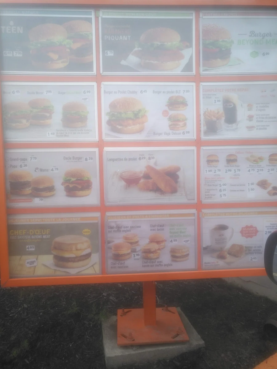 Menu, A&W Canada