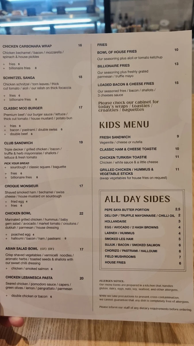 Menu, The Coffee Emporium