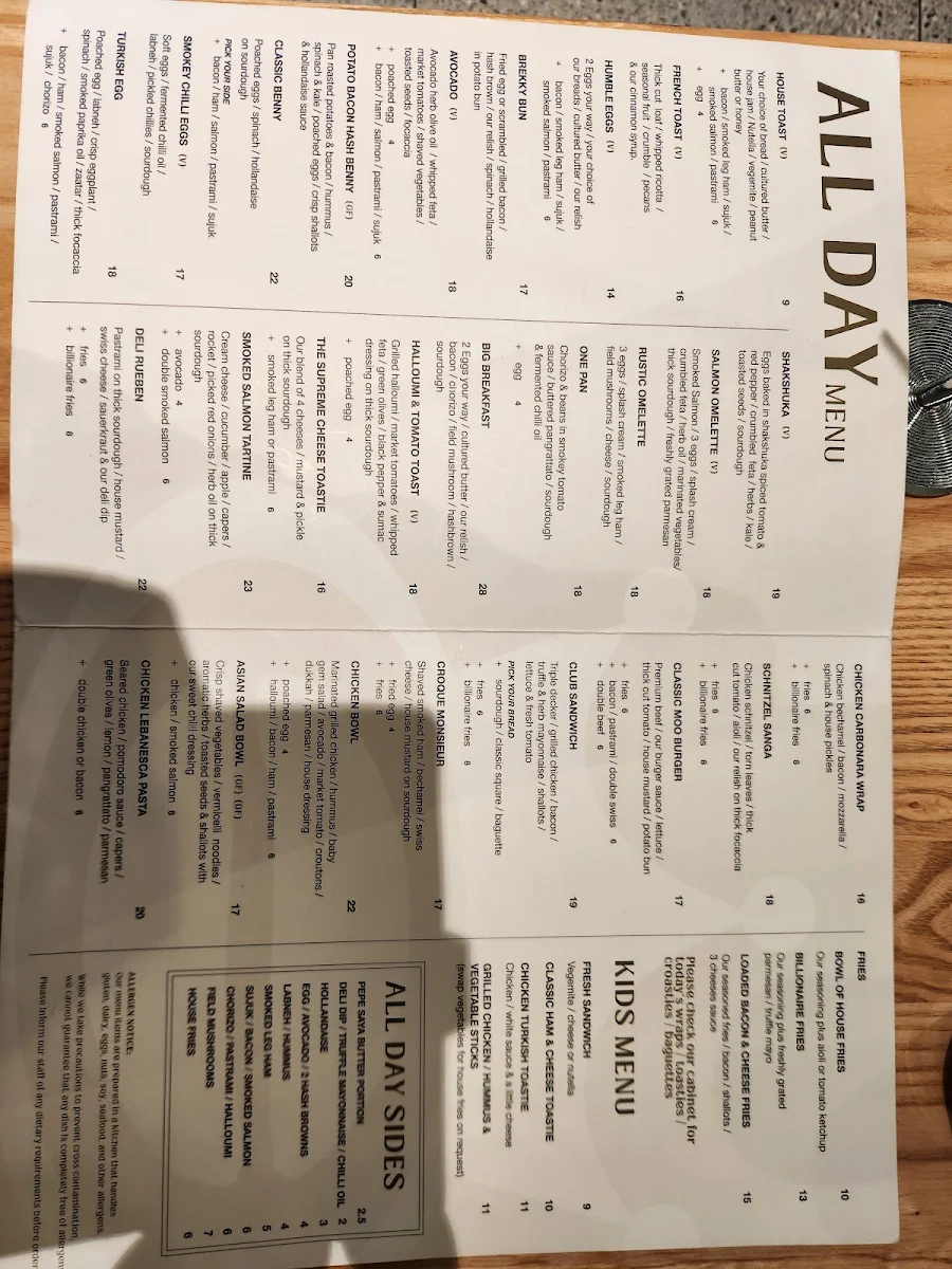 Menu, The Coffee Emporium