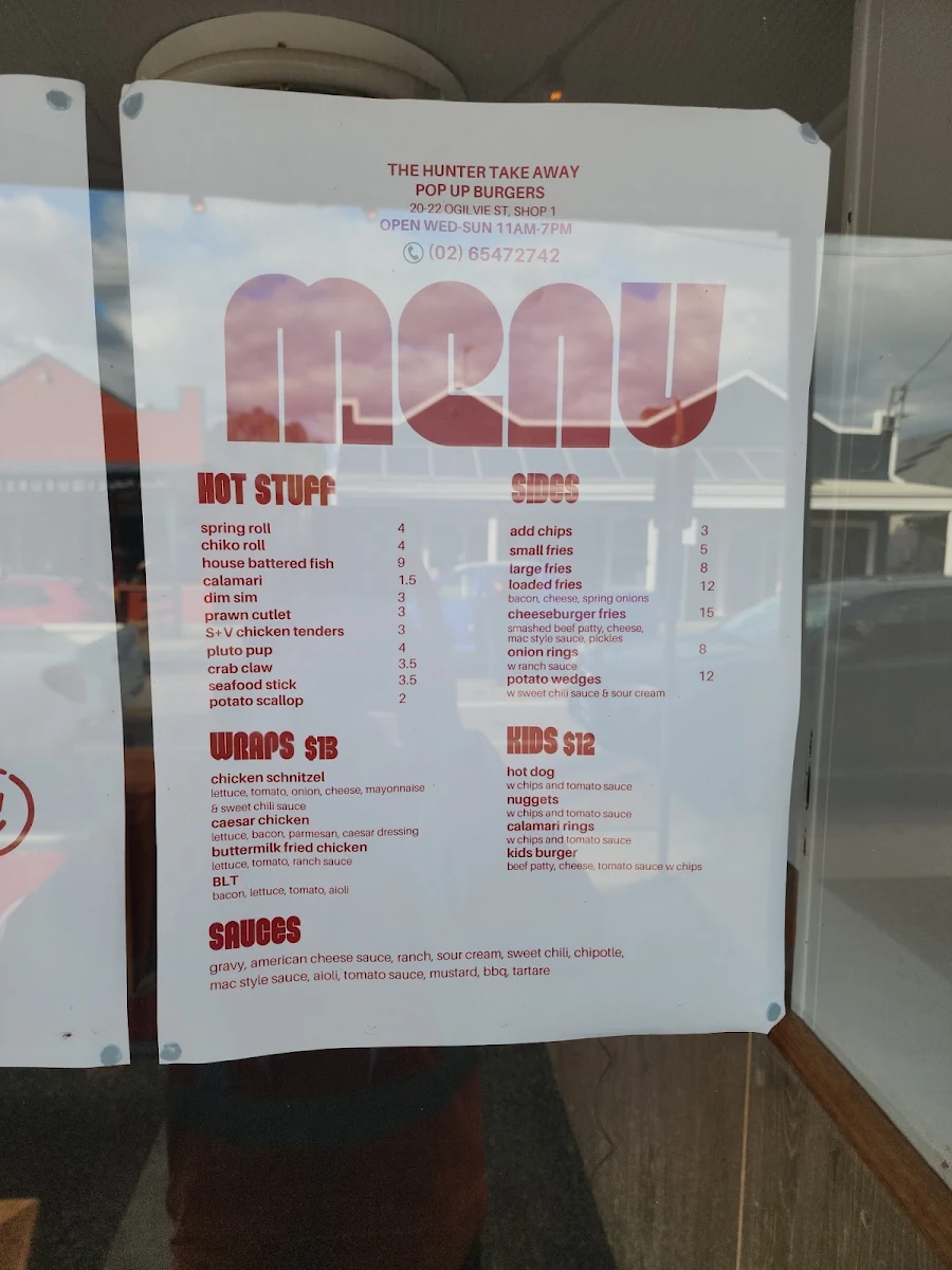 Menu, The HUNTER TAKE AWAY