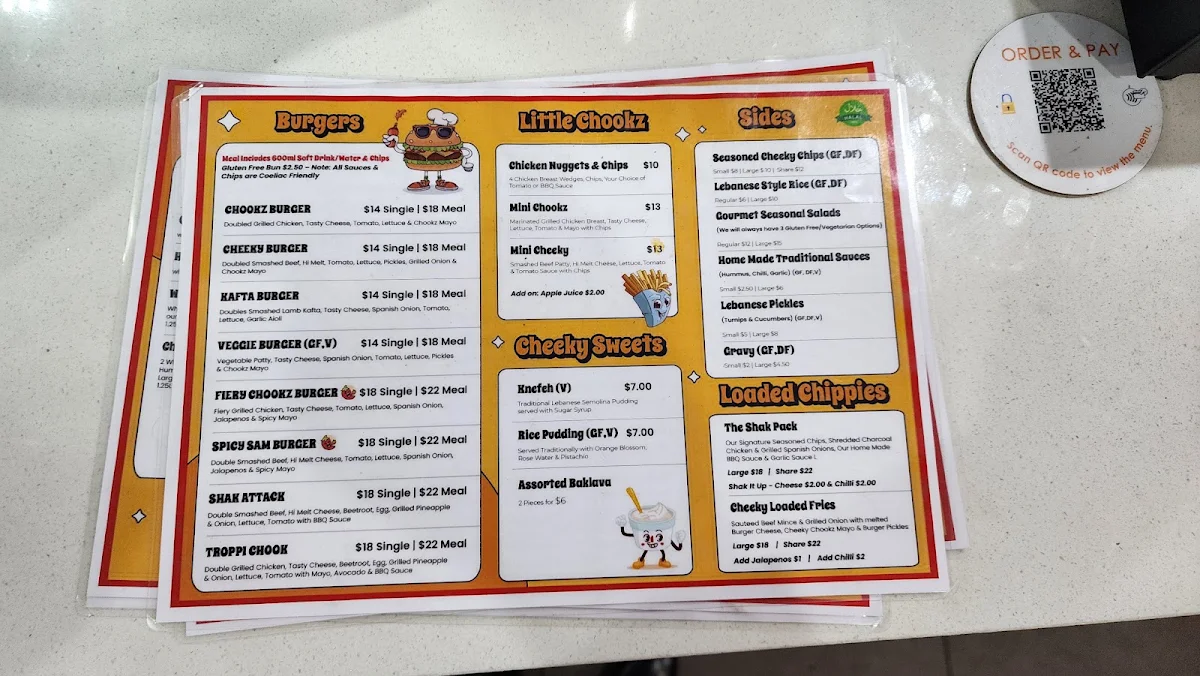 Menu, Cheeky Chookz