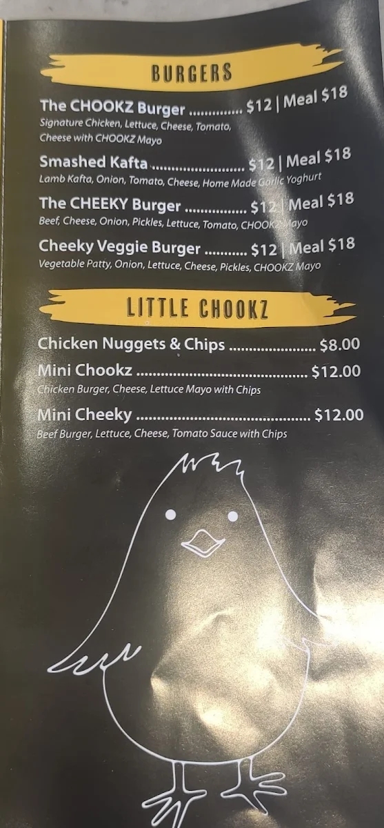 Menu, Cheeky Chookz
