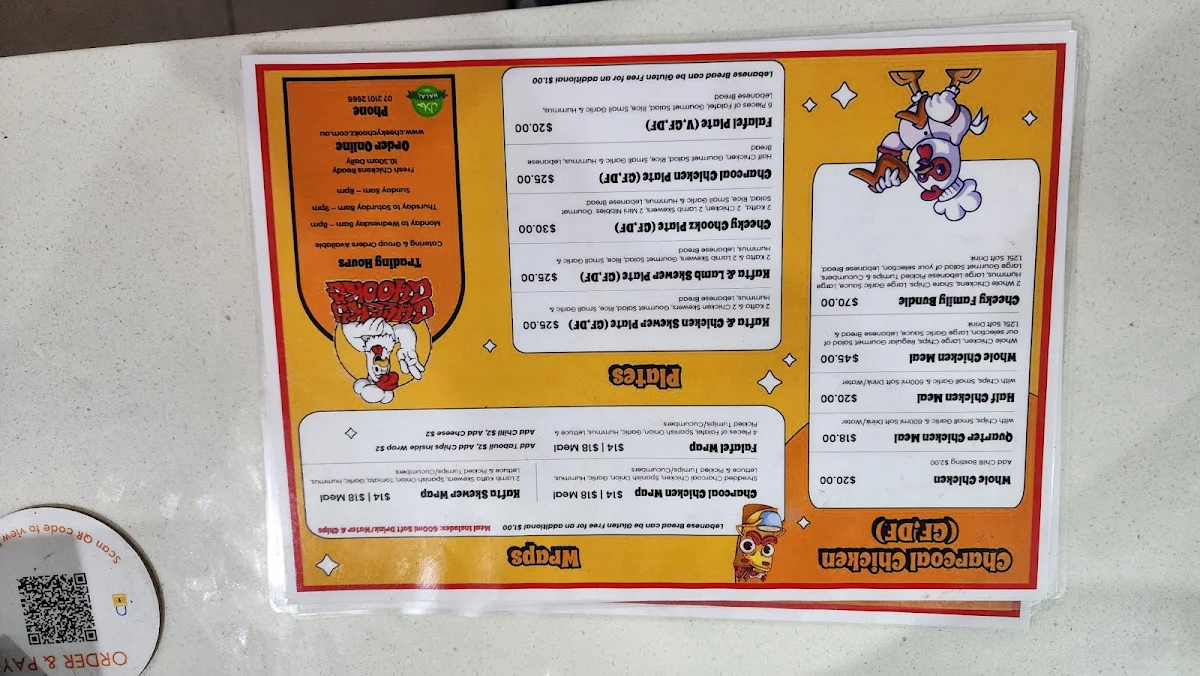 Menu, Cheeky Chookz