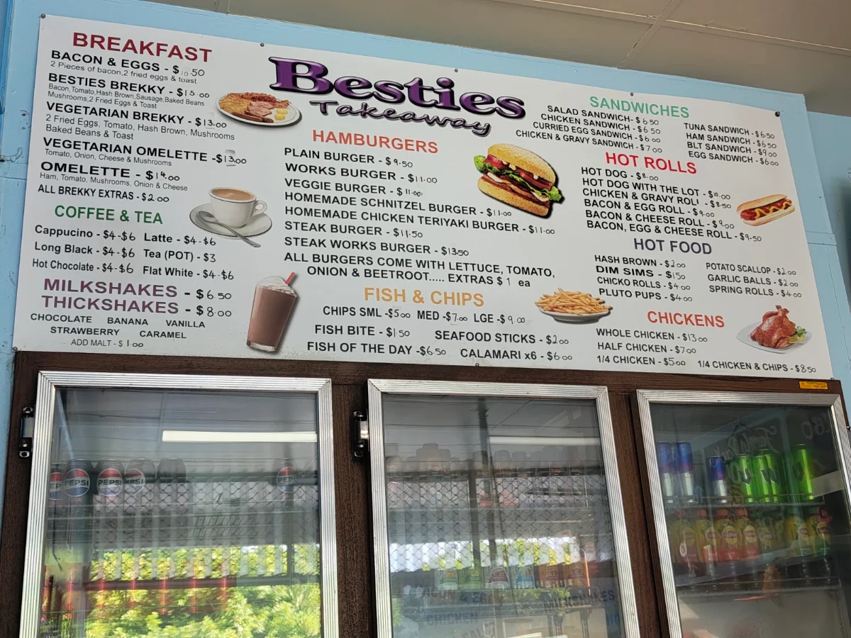 Menu, Besties Takeaway