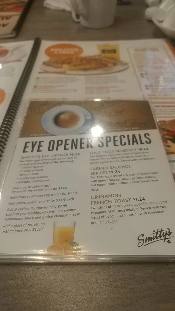 Menu, Smitty's Restaurant & Lounge - Winnipeg Garden City