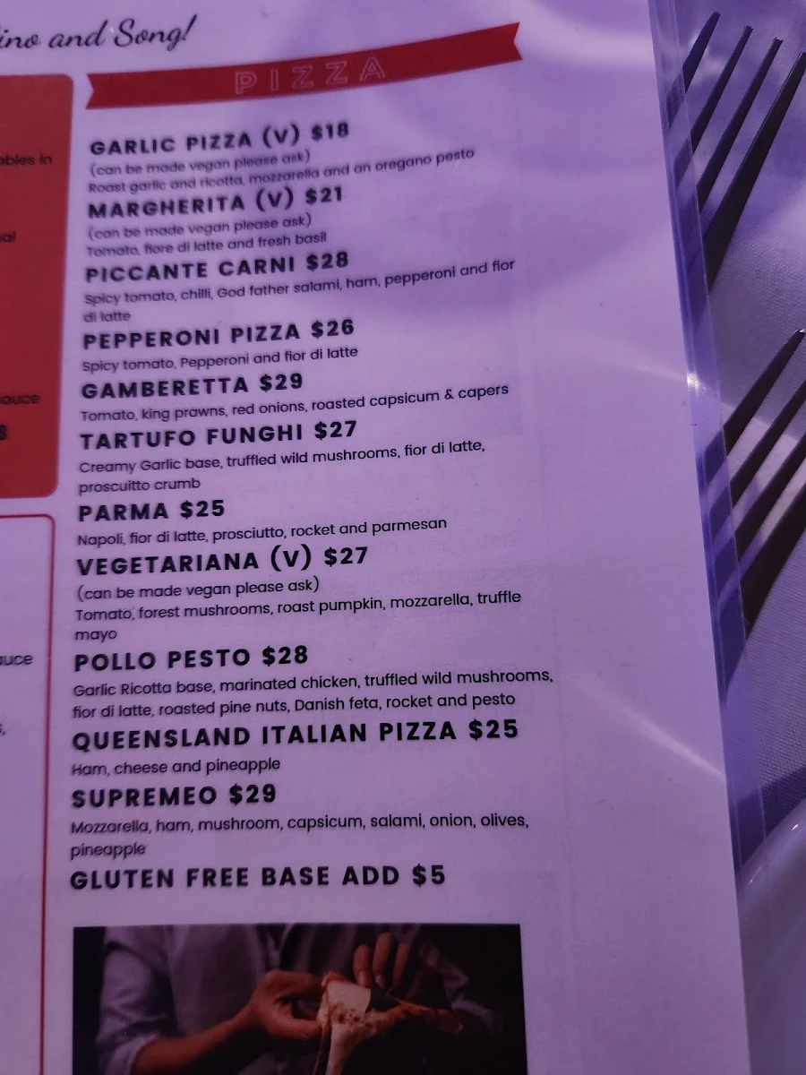 Menu, Bambino Ristorante