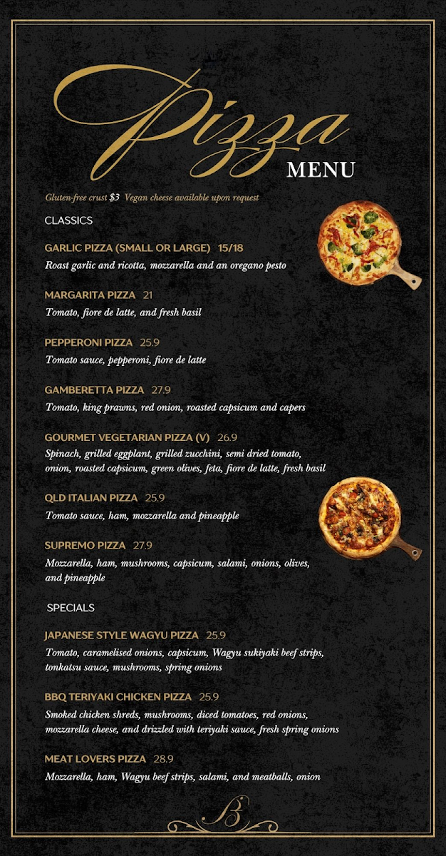 Menu, Bambino Ristorante