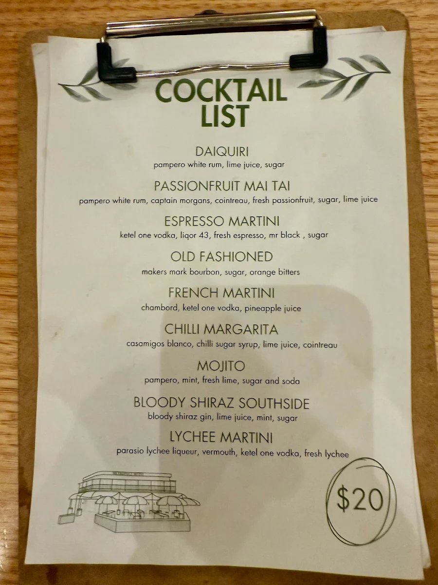 Menu, The Metropole Hotel