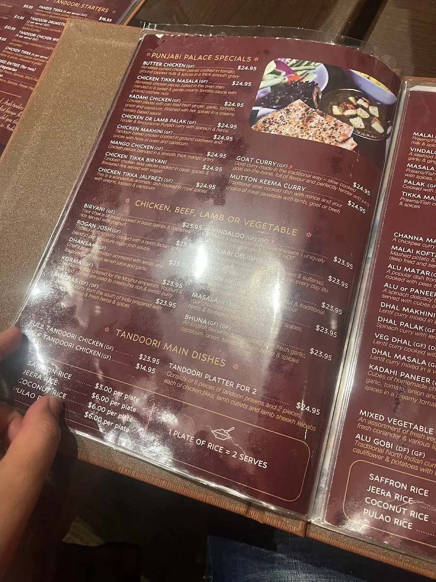 Menu, Punjabi Palace