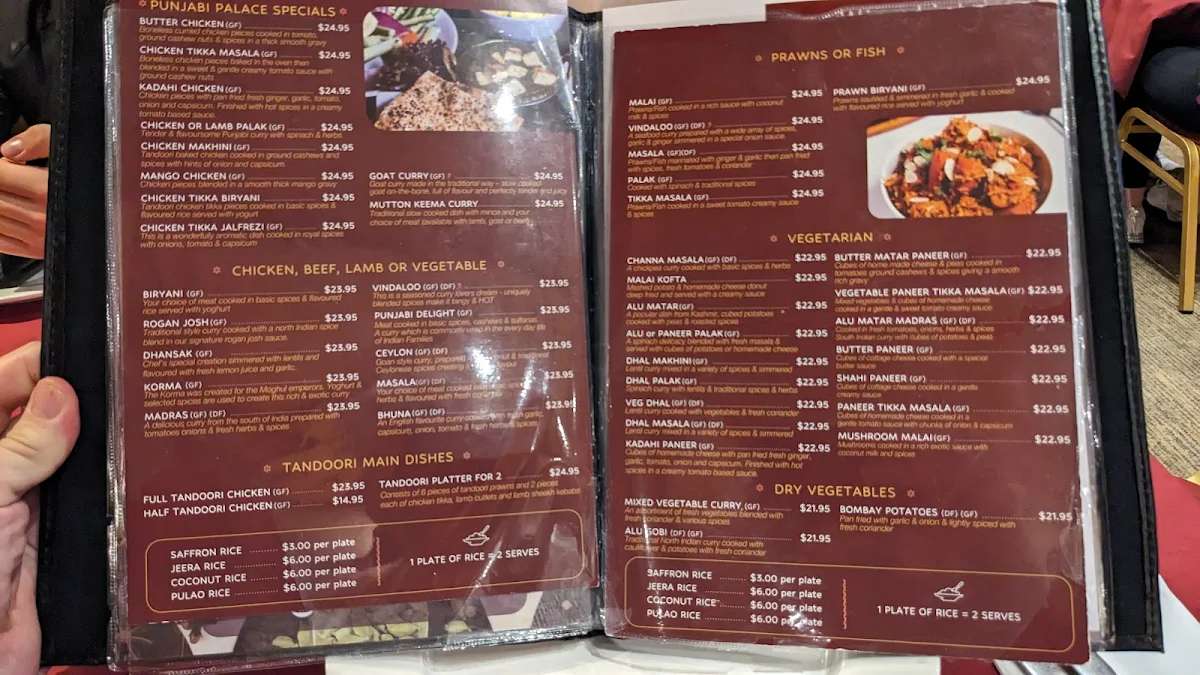 Menu, Punjabi Palace