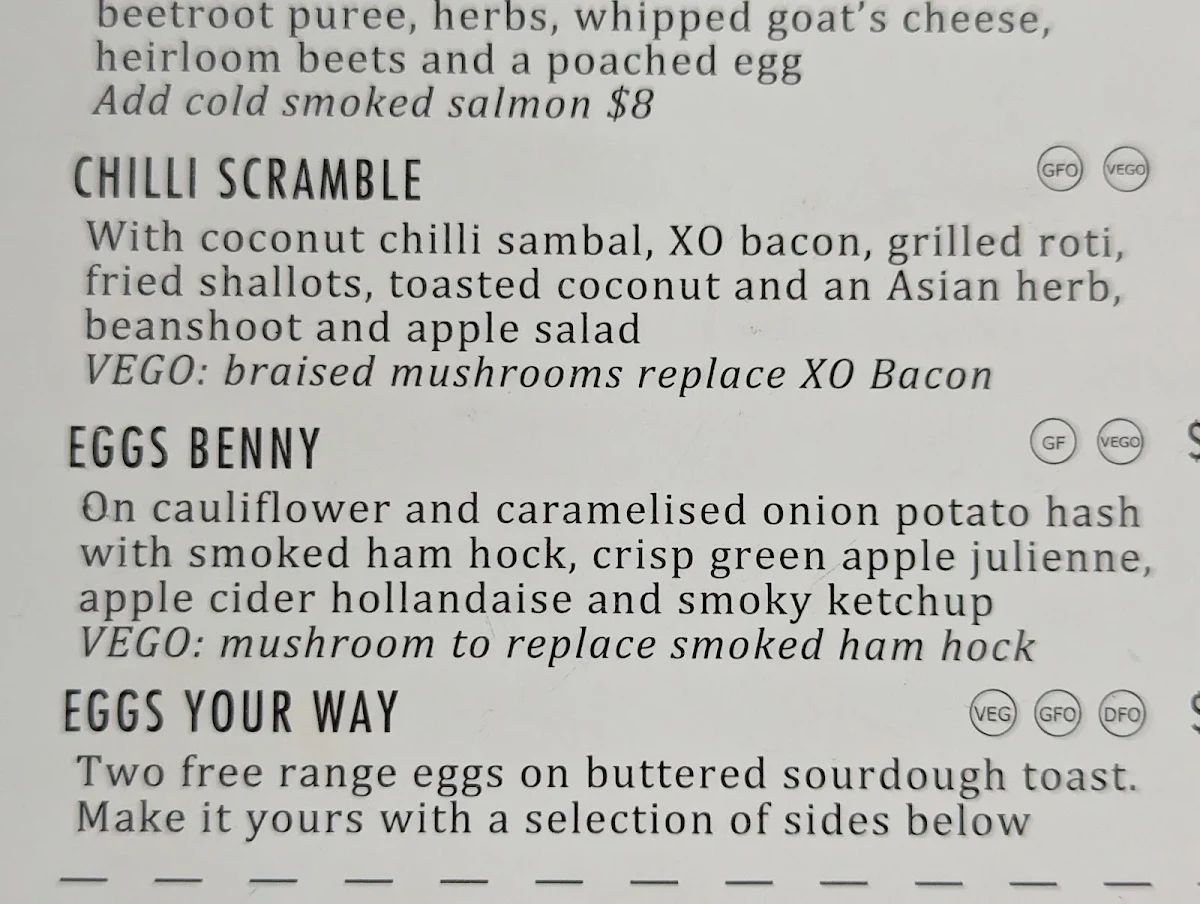Menu, The Boot Factory