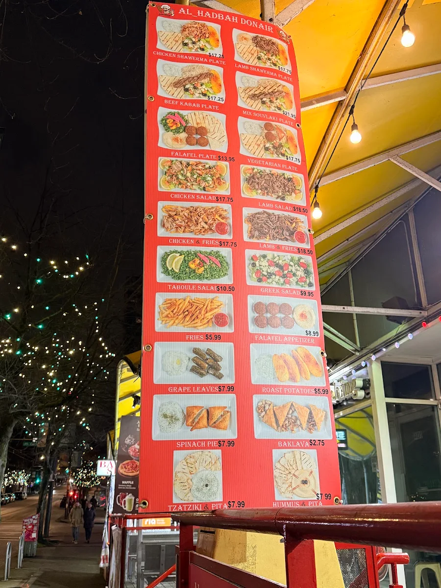 Menu, AlHadbah Donair LTD