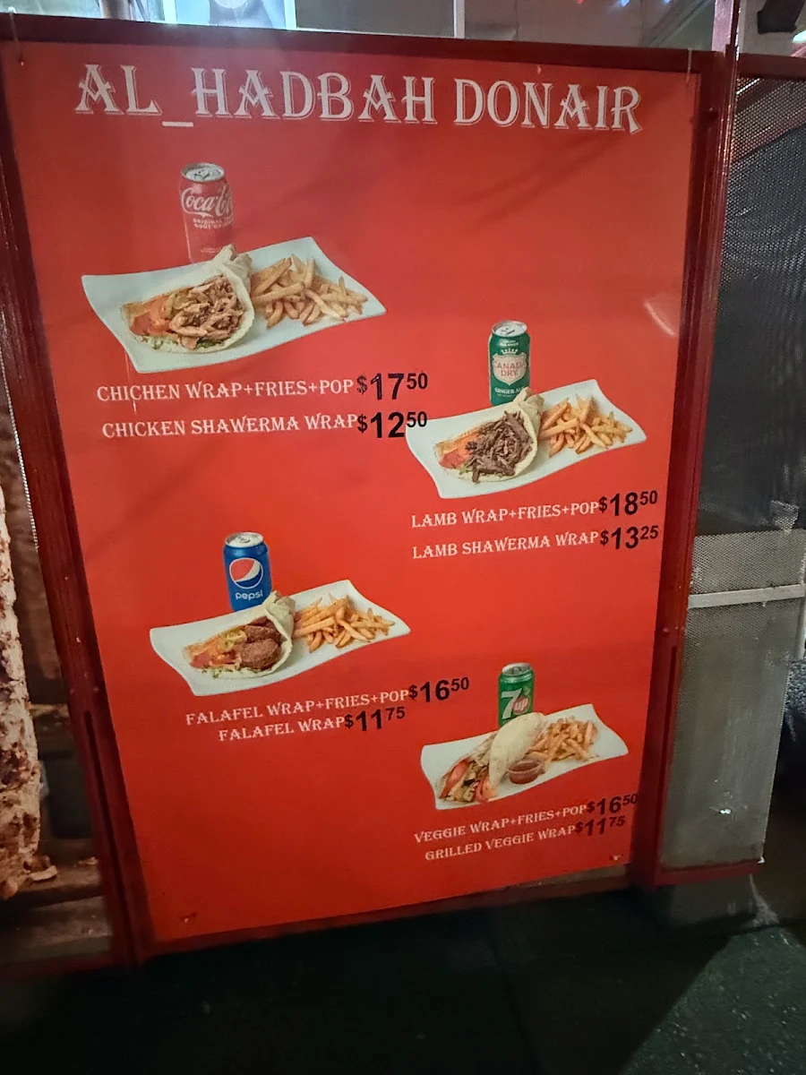 Menu, AlHadbah Donair LTD