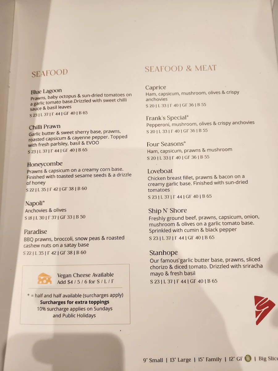 Menu, George's Pizzeria Bella Vista