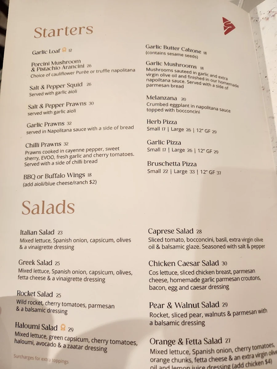 Menu, George's Pizzeria Bella Vista