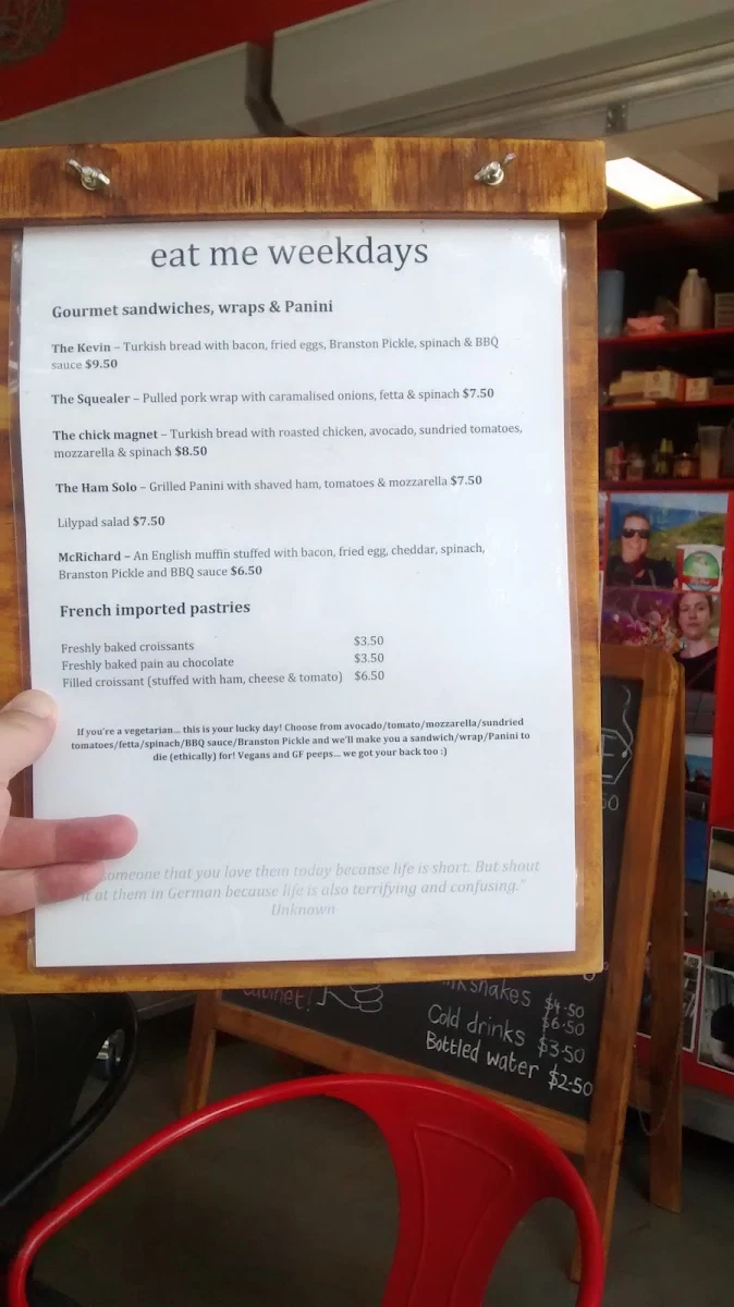 Menu, Lilypad Espresso Bar