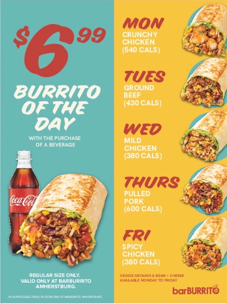 Menu, barBURRITO