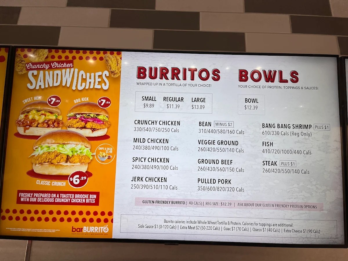 Menu, barBURRITO
